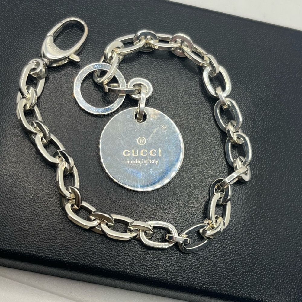 Gucci Bracelet Sterling Silver round dangle w box & pouch - Picture 7 of 16
